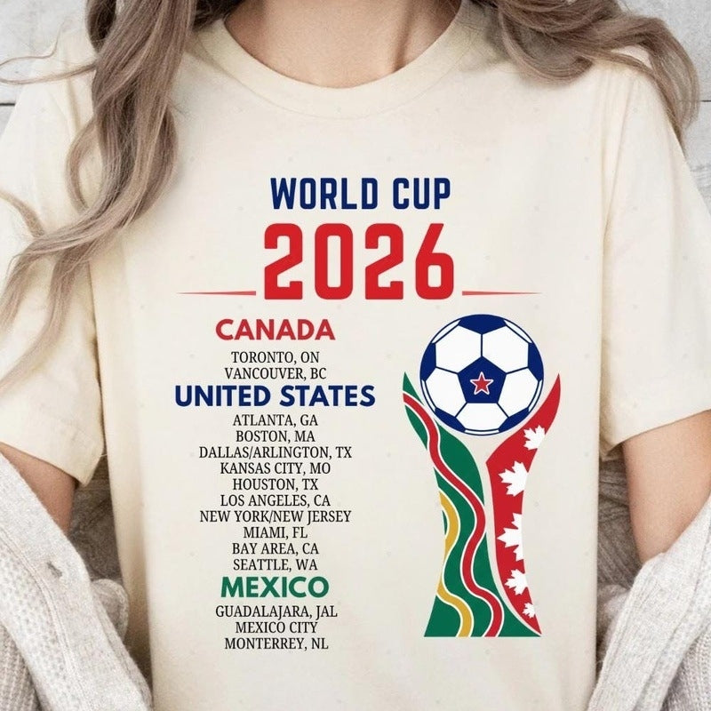 2026 World Cup Fan T-Shirt – Host Cities Graphic Soccer Tee
