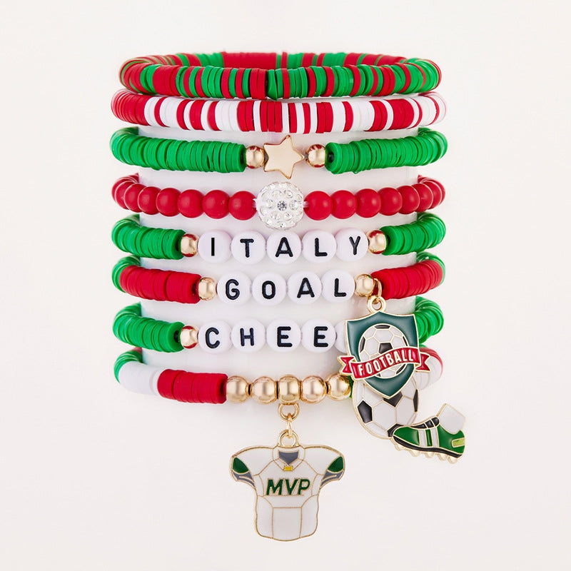 2026 World Cup National Bracelet Set – Soccer Fan Beaded Charm Stack (8PCS)