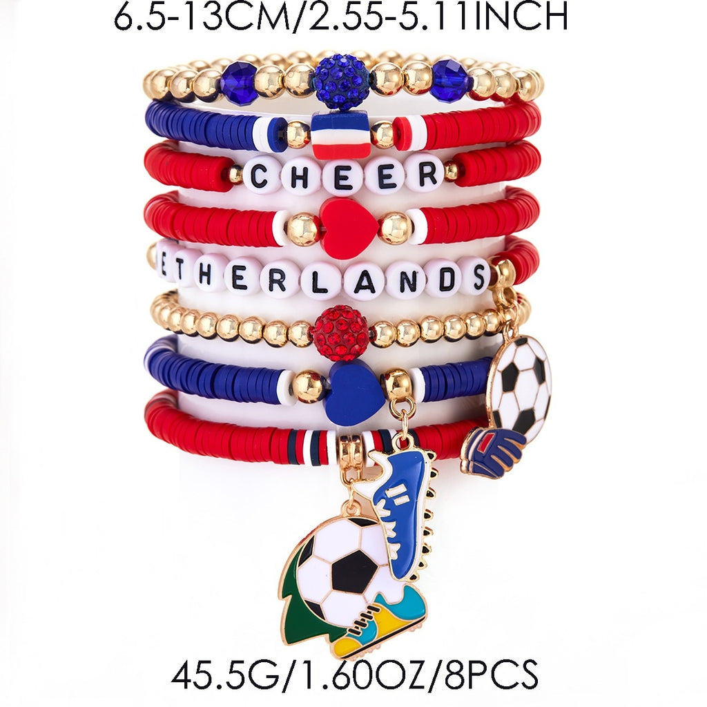 2026 World Cup National Bracelet Set – Soccer Fan Beaded Charm Stack (8PCS)