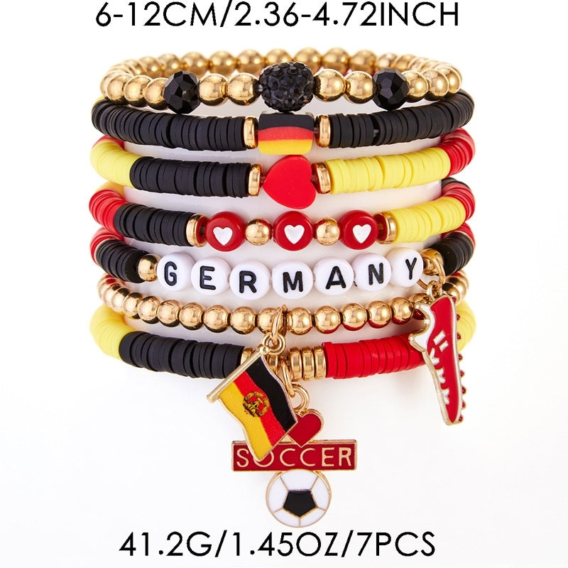 2026 World Cup National Bracelet Set – Soccer Fan Beaded Charm Stack (8PCS)