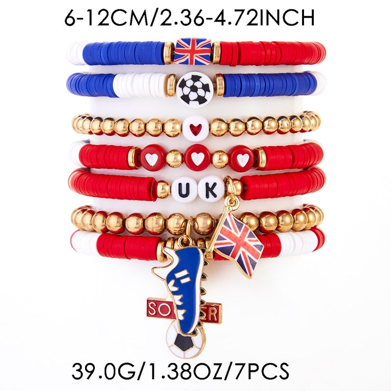 2026 World Cup National Bracelet Set – Soccer Fan Beaded Charm Stack (8PCS)