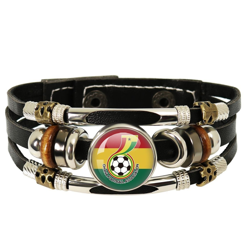 2026 World Cup Team Logo Leather Wristband – Hand-Woven Fan Edition