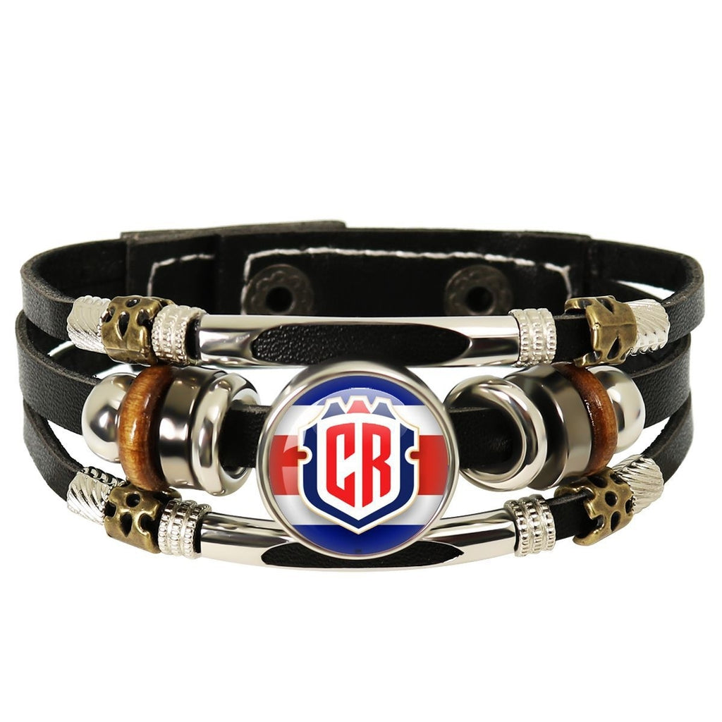 2026 World Cup Team Logo Leather Wristband – Hand-Woven Fan Edition