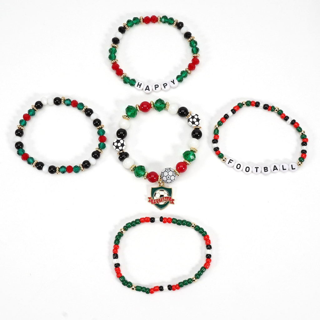 2026 World Cup Football Bracelet Set – Beaded Soccer Fan Jewelry, Team Color Bracelets, Game Day Accessories