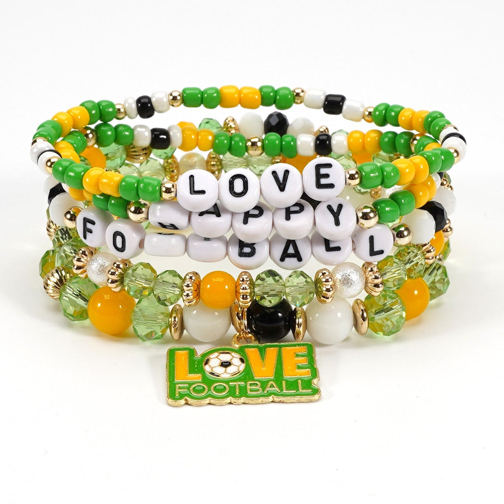 2026 World Cup Football Bracelet Set – Beaded Soccer Fan Jewelry, Team Color Bracelets, Game Day Accessories
