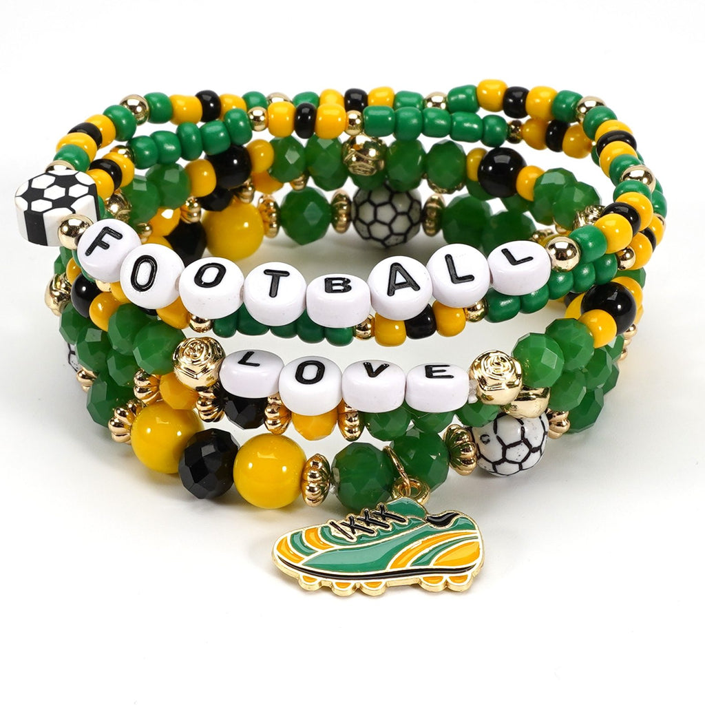 2026 World Cup Football Bracelet Set – Beaded Soccer Fan Jewelry, Team Color Bracelets, Game Day Accessories