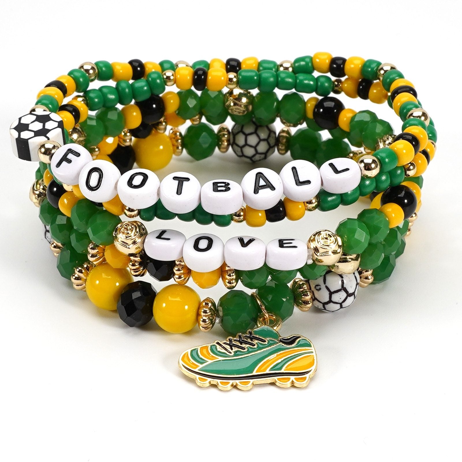 2026 World Cup Football Bracelet Set – Beaded Soccer Fan Jewelry, Team Color Bracelets, Game Day Accessories