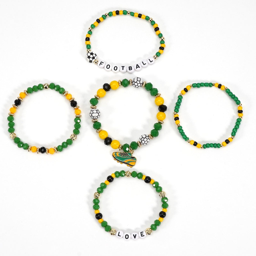2026 World Cup Football Bracelet Set – Beaded Soccer Fan Jewelry, Team Color Bracelets, Game Day Accessories