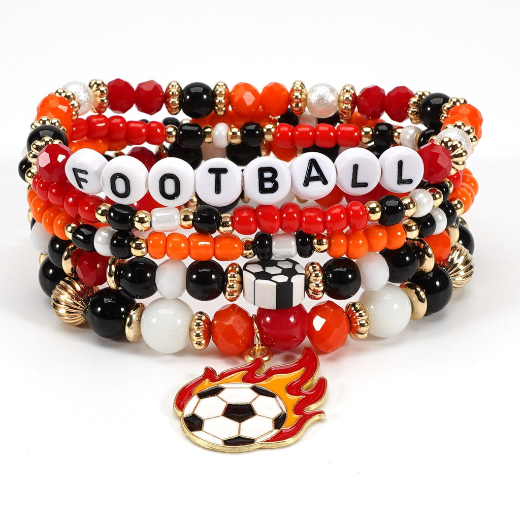 2026 World Cup Football Bracelet Set – Beaded Soccer Fan Jewelry, Team Color Bracelets, Game Day Accessories