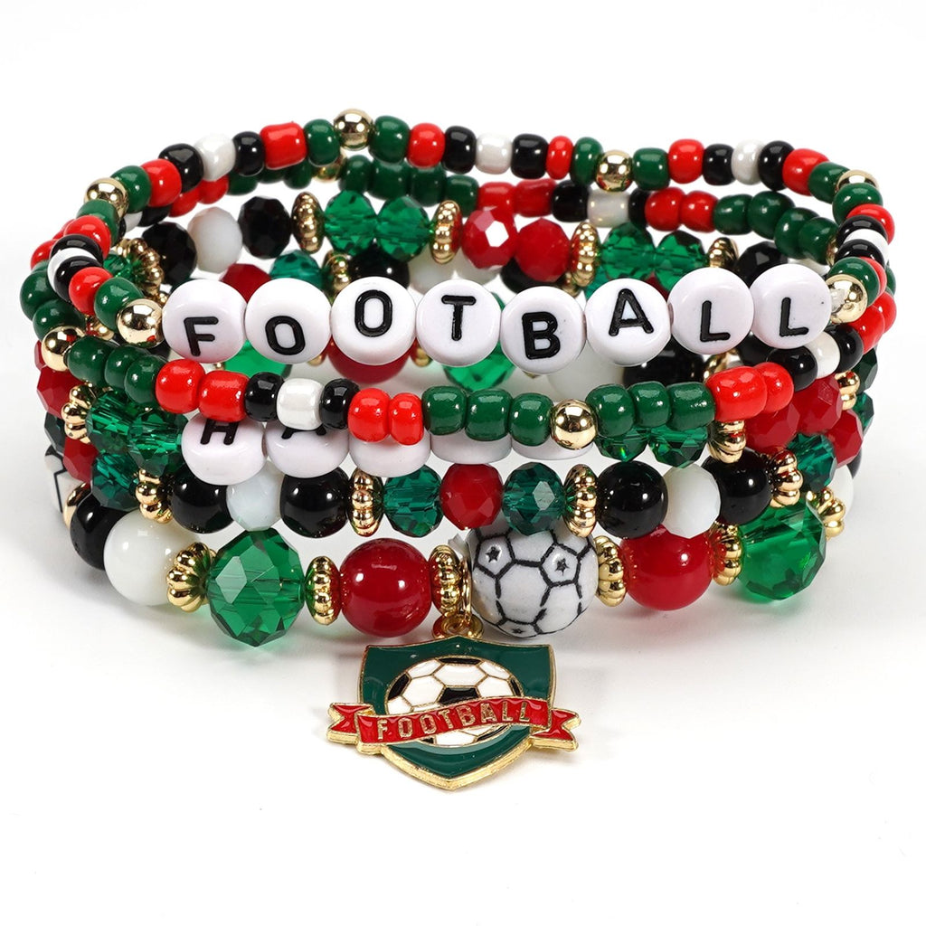 2026 World Cup Football Bracelet Set – Beaded Soccer Fan Jewelry, Team Color Bracelets, Game Day Accessories