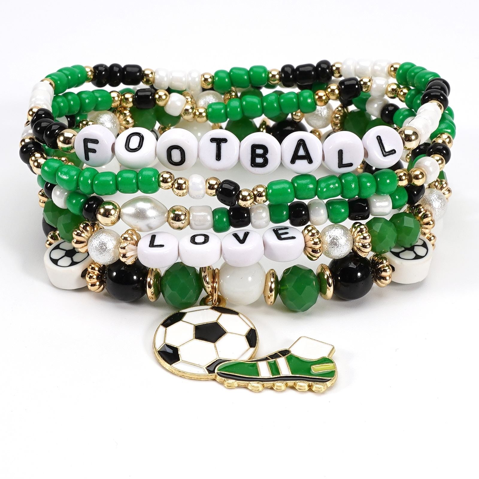 2026 World Cup Football Bracelet Set – Beaded Soccer Fan Jewelry, Team Color Bracelets, Game Day Accessories