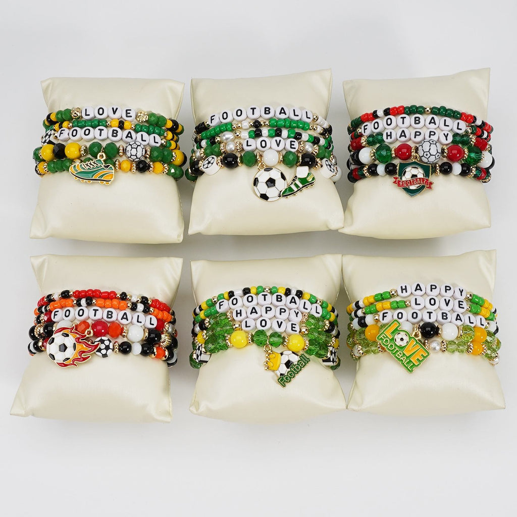 2026 World Cup Football Bracelet Set – Beaded Soccer Fan Jewelry, Team Color Bracelets, Game Day Accessories