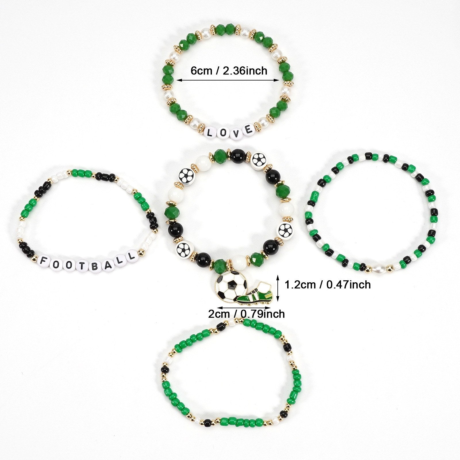 2026 World Cup Football Bracelet Set – Beaded Soccer Fan Jewelry, Team Color Bracelets, Game Day Accessories