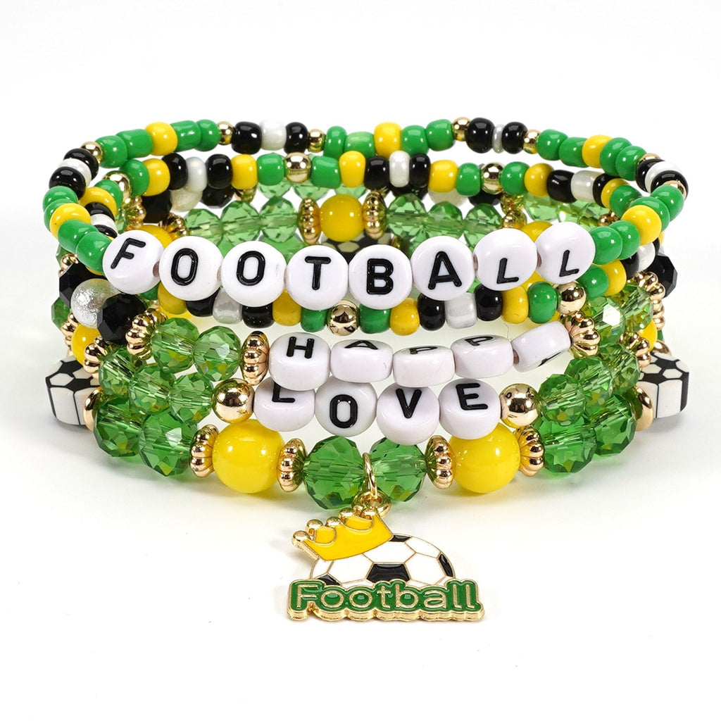 2026 World Cup Football Bracelet Set – Beaded Soccer Fan Jewelry, Team Color Bracelets, Game Day Accessories