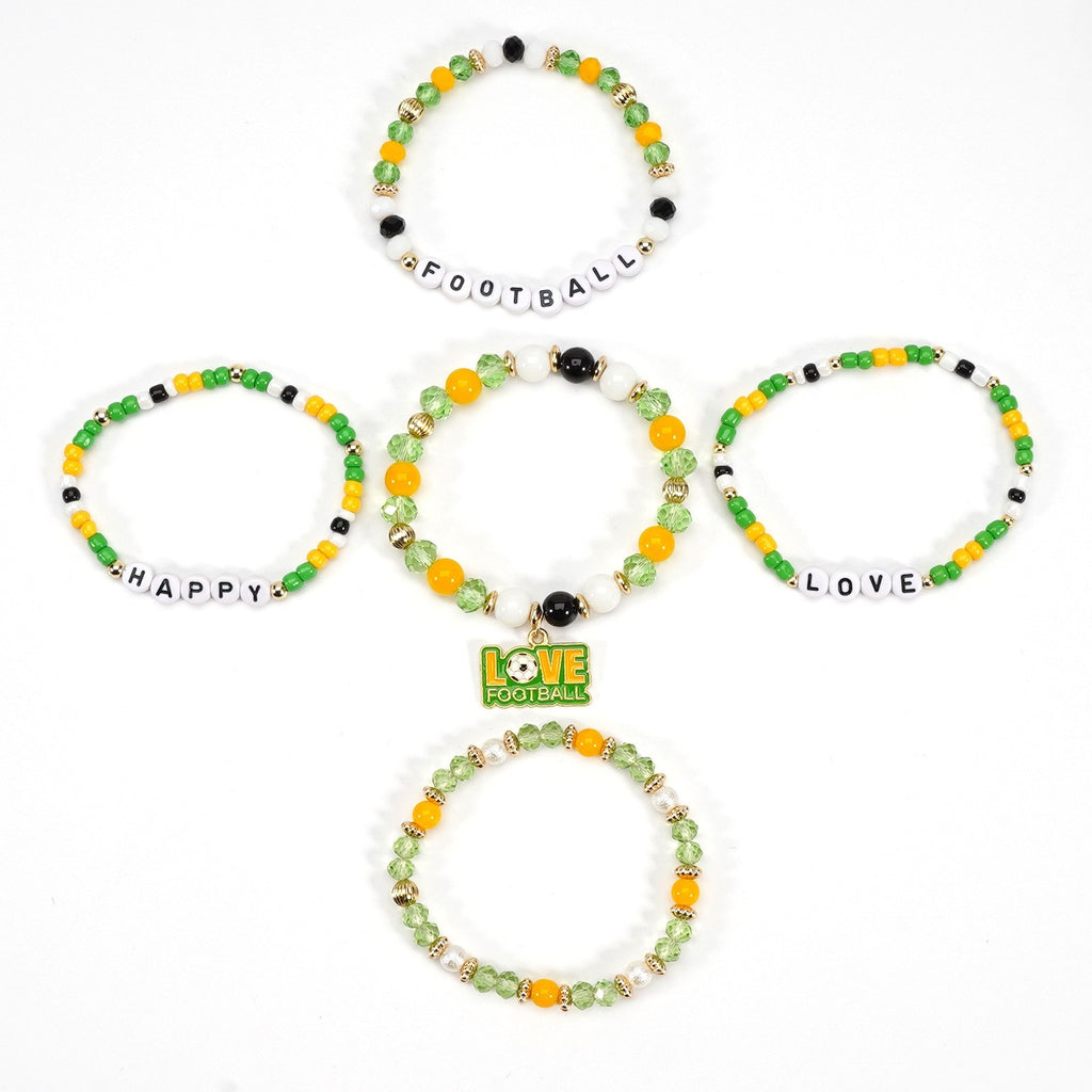 2026 World Cup Football Bracelet Set – Beaded Soccer Fan Jewelry, Team Color Bracelets, Game Day Accessories
