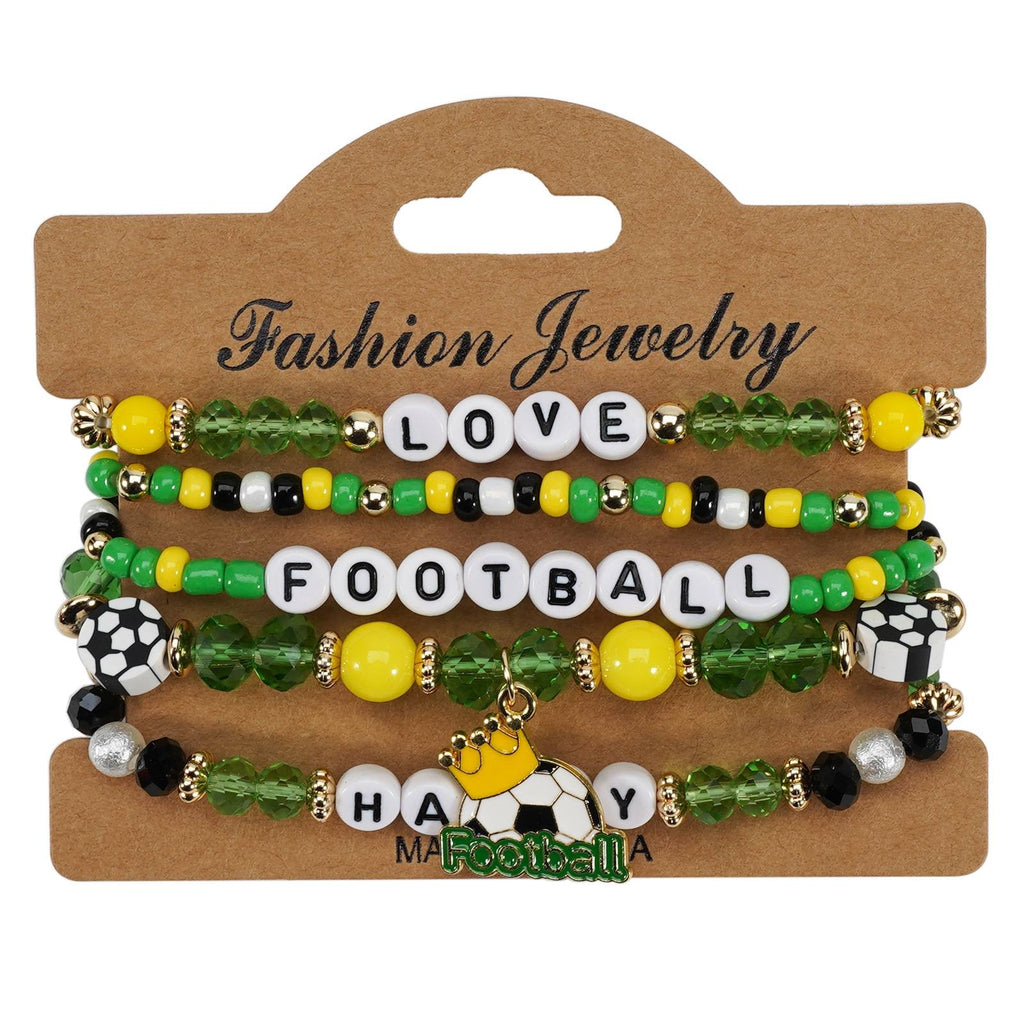 2026 World Cup Football Bracelet Set – Beaded Soccer Fan Jewelry, Team Color Bracelets, Game Day Accessories