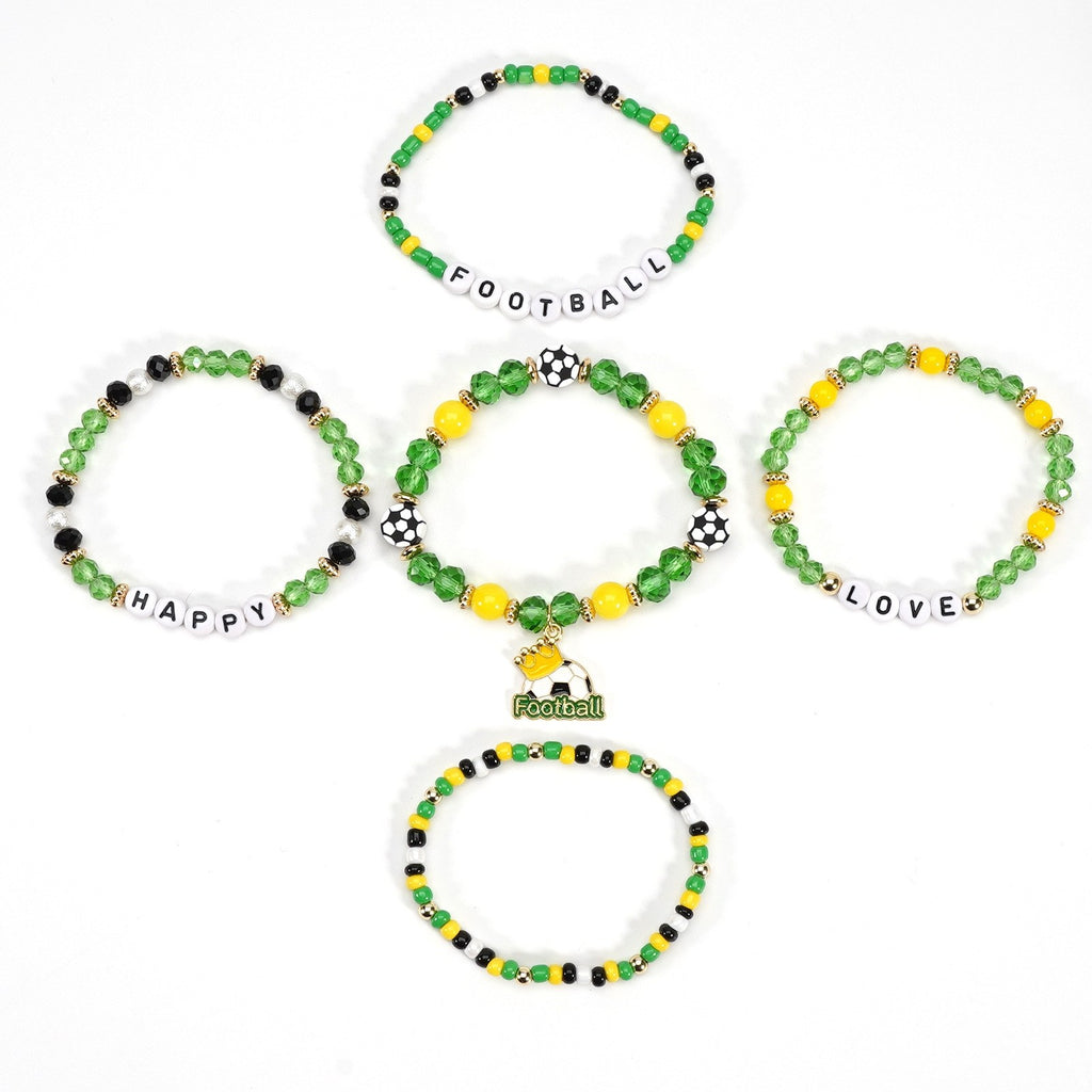 2026 World Cup Football Bracelet Set – Beaded Soccer Fan Jewelry, Team Color Bracelets, Game Day Accessories