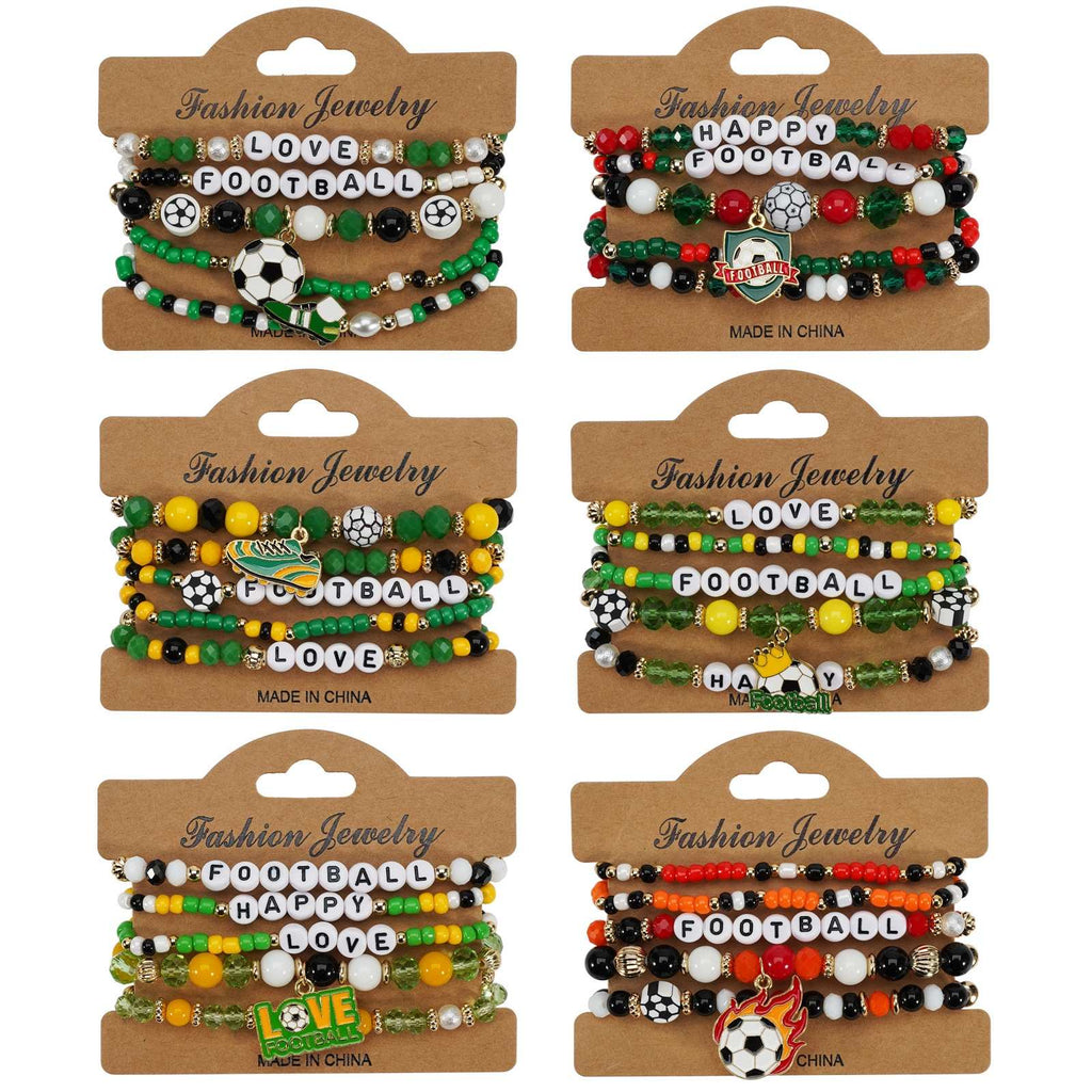 2026 World Cup Football Bracelet Set – Beaded Soccer Fan Jewelry, Team Color Bracelets, Game Day Accessories