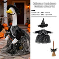Halloween Porch Goose Costume & Decor Set – Witch Outfit with Hat & Broom
