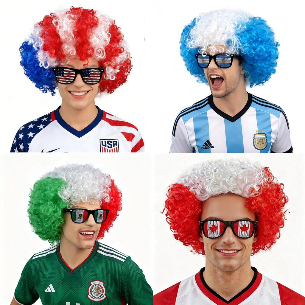 National Flag Wig & Sunglasses Set | 2026 World Cup Soccer Fan Gear