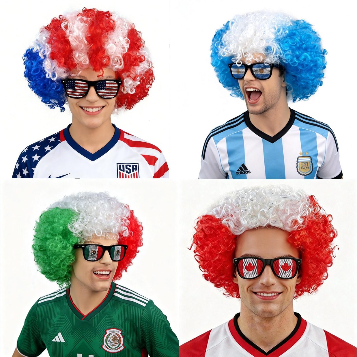 National Flag Wig & Sunglasses Set | 2026 World Cup Soccer Fan Gear