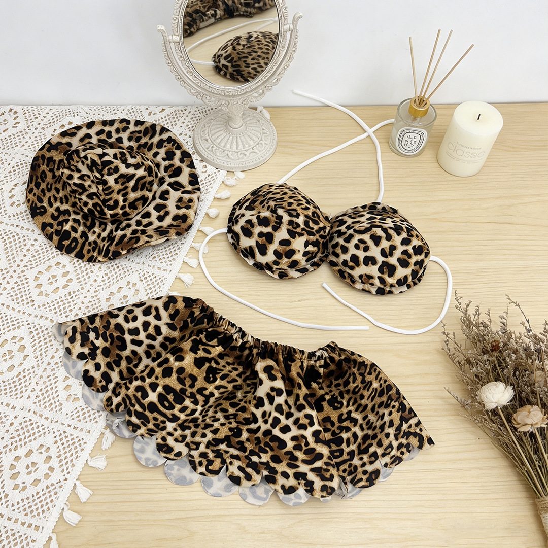 Porch Goose Outfit Leopard Print Costume Set with Bikini, Sunglasses & Pool Ring