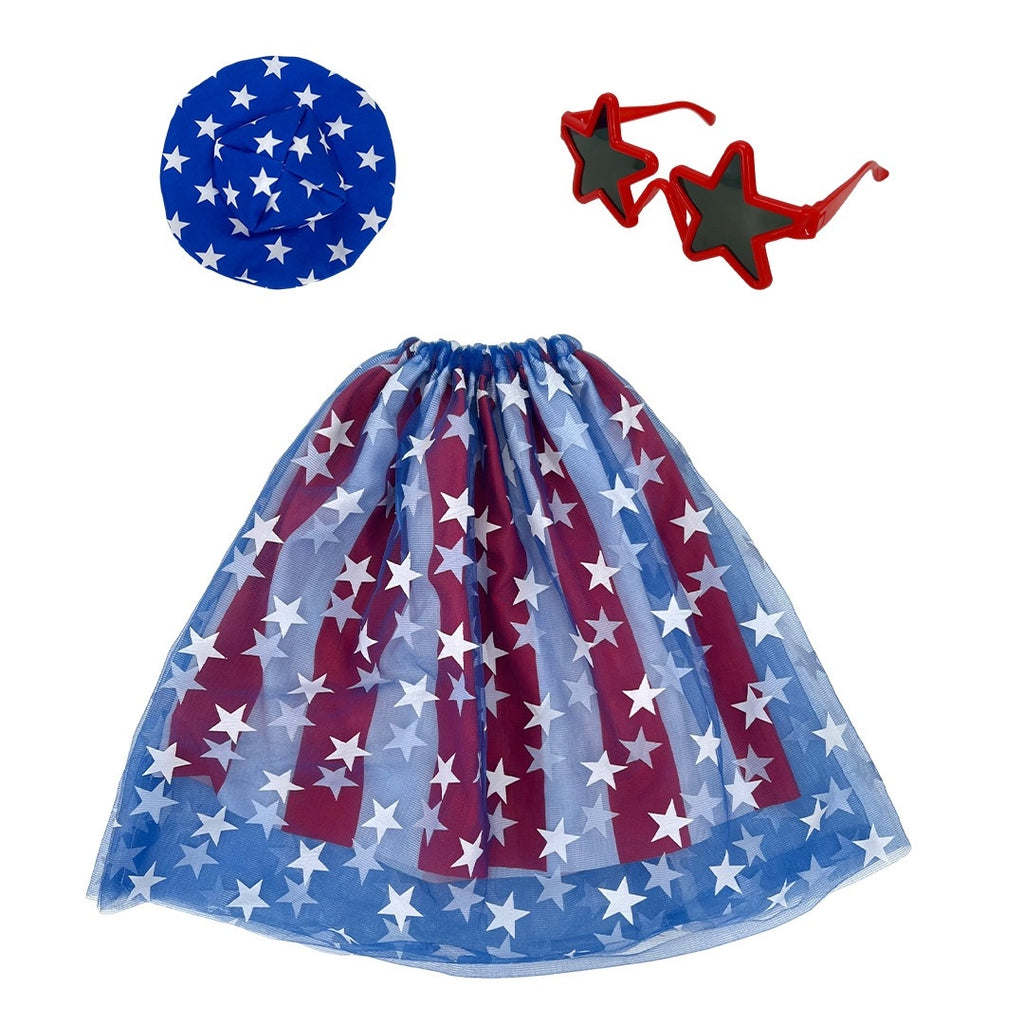 Patriotic Porch Goose Outfit - 4th of July Costume with Tulle Skirt & Hat