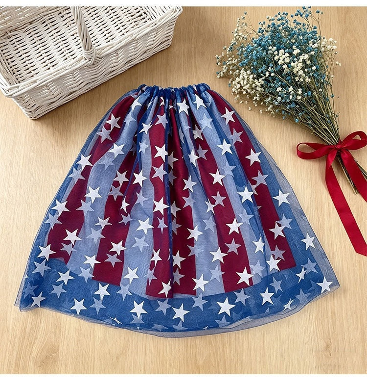 Patriotic Porch Goose Outfit - 4th of July Costume with Tulle Skirt & Hat