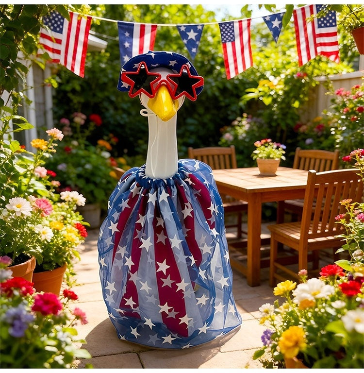 Patriotic Porch Goose Outfit - 4th of July Costume with Tulle Skirt & Hat