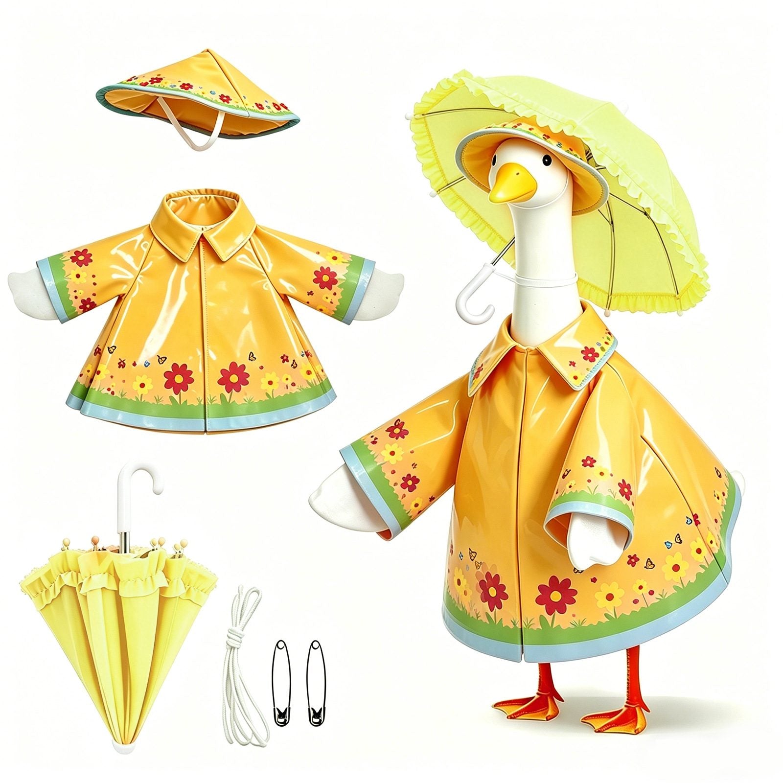 Raincoat Goose Outfit - Festive Porch Goose Decoration Set