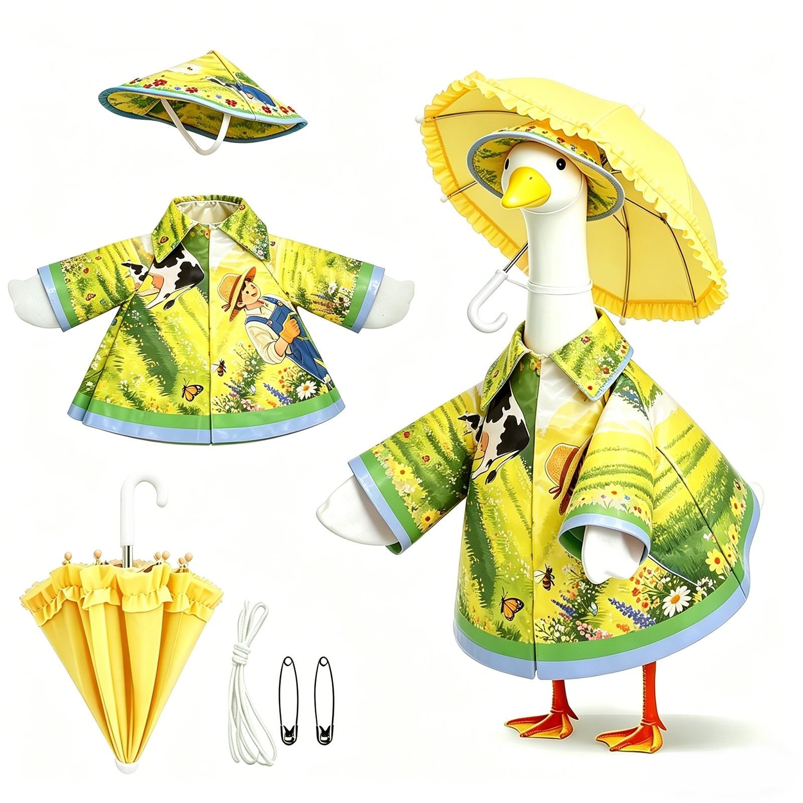 Raincoat Goose Outfit - Festive Porch Goose Decoration Set