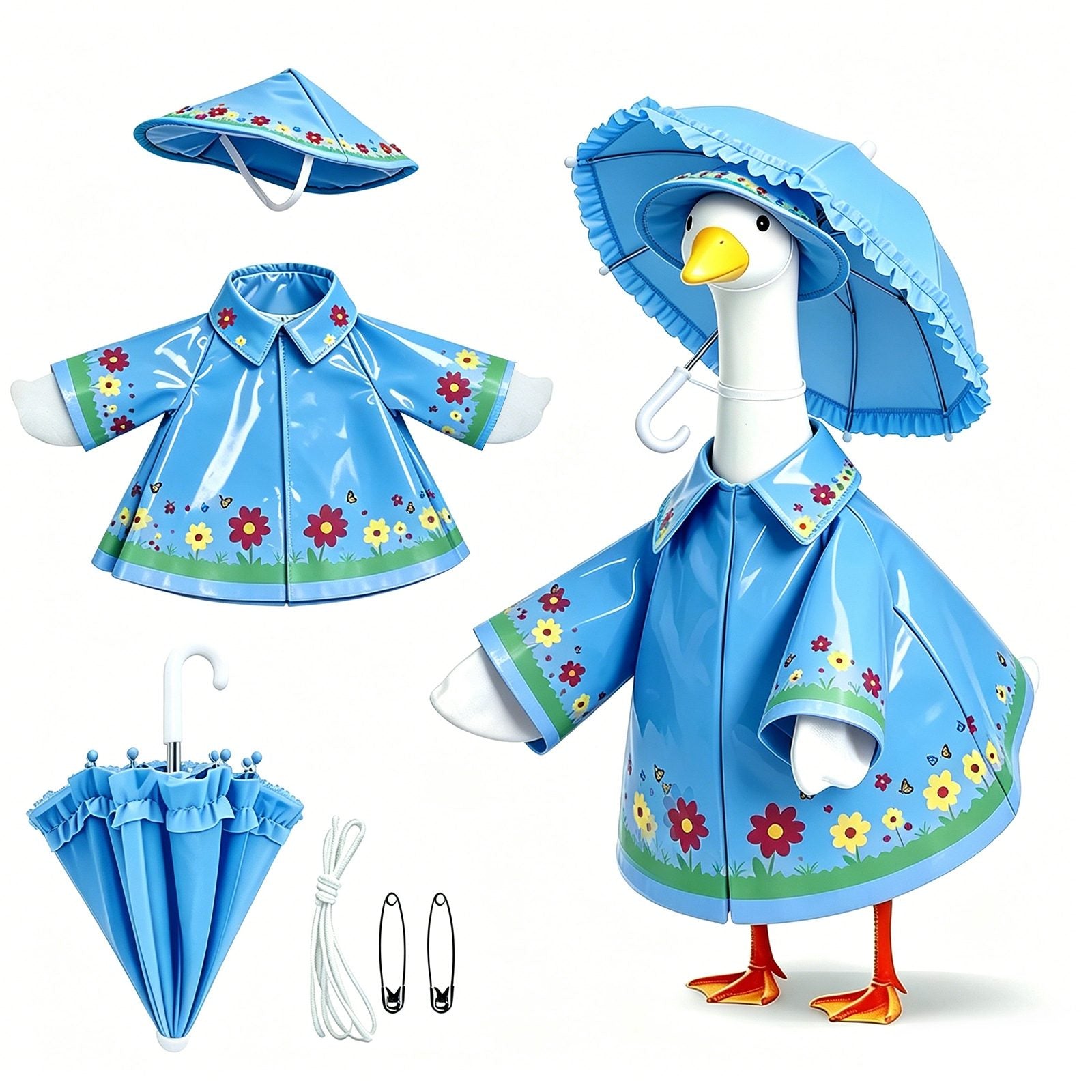 Raincoat Goose Outfit - Festive Porch Goose Decoration Set
