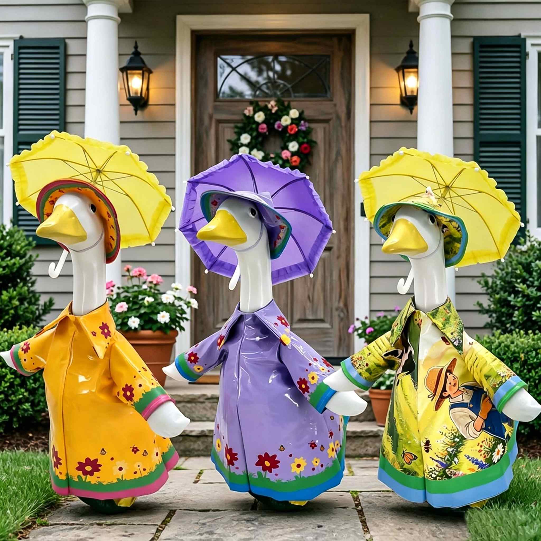 Raincoat Goose Outfit - Festive Porch Goose Decoration Set