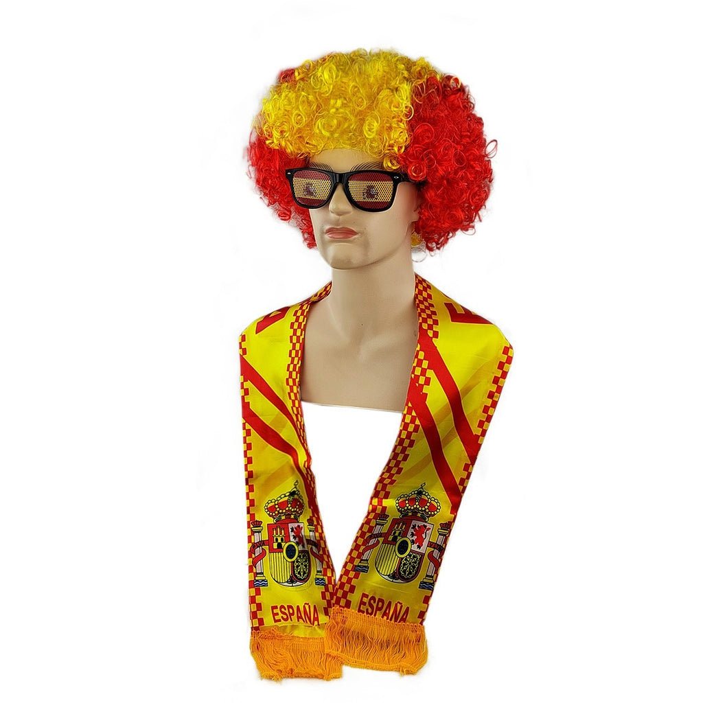 World Cup Fan Cheering Set: Wig, Glasses & Scarf