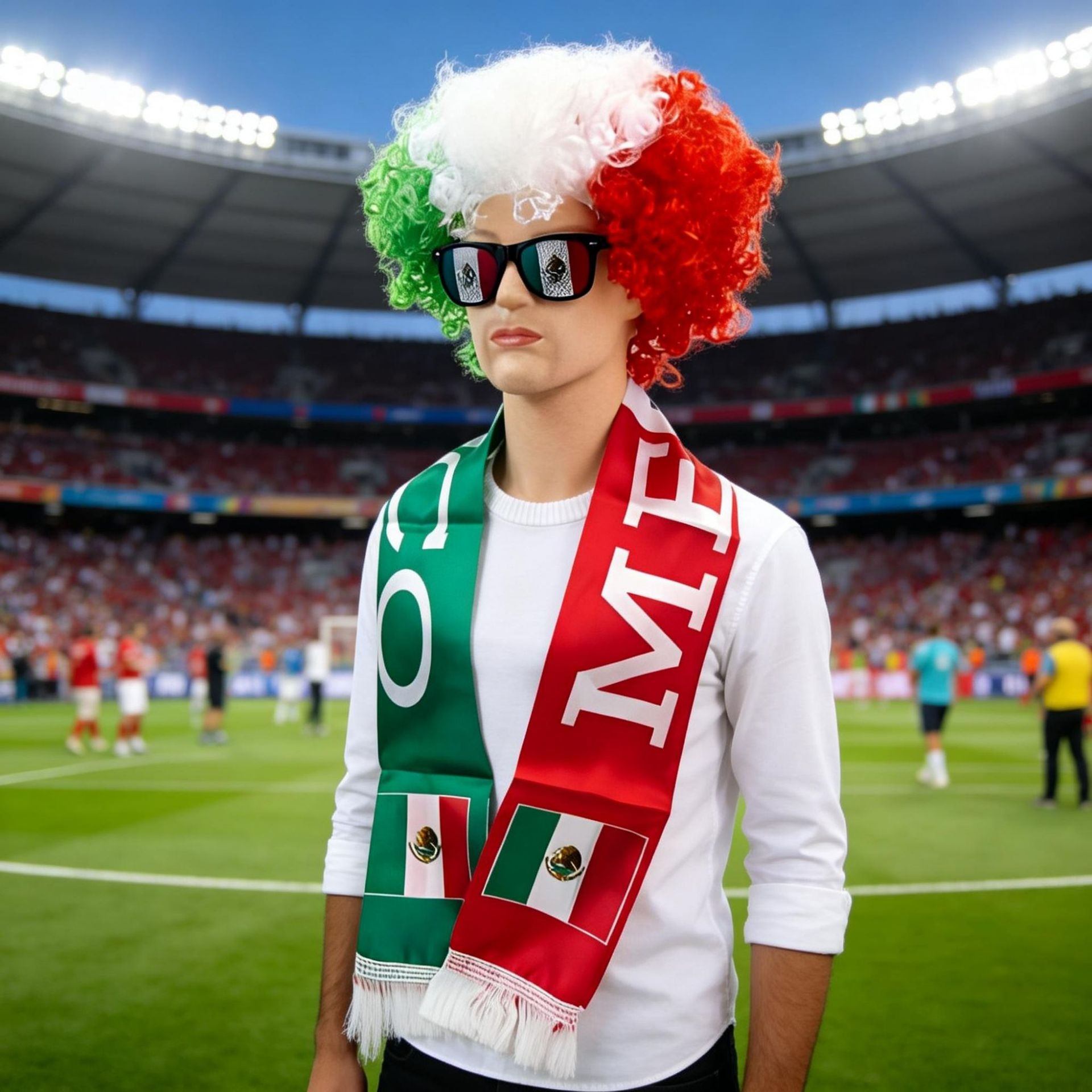 World Cup Fan Cheering Set: Wig, Glasses & Scarf