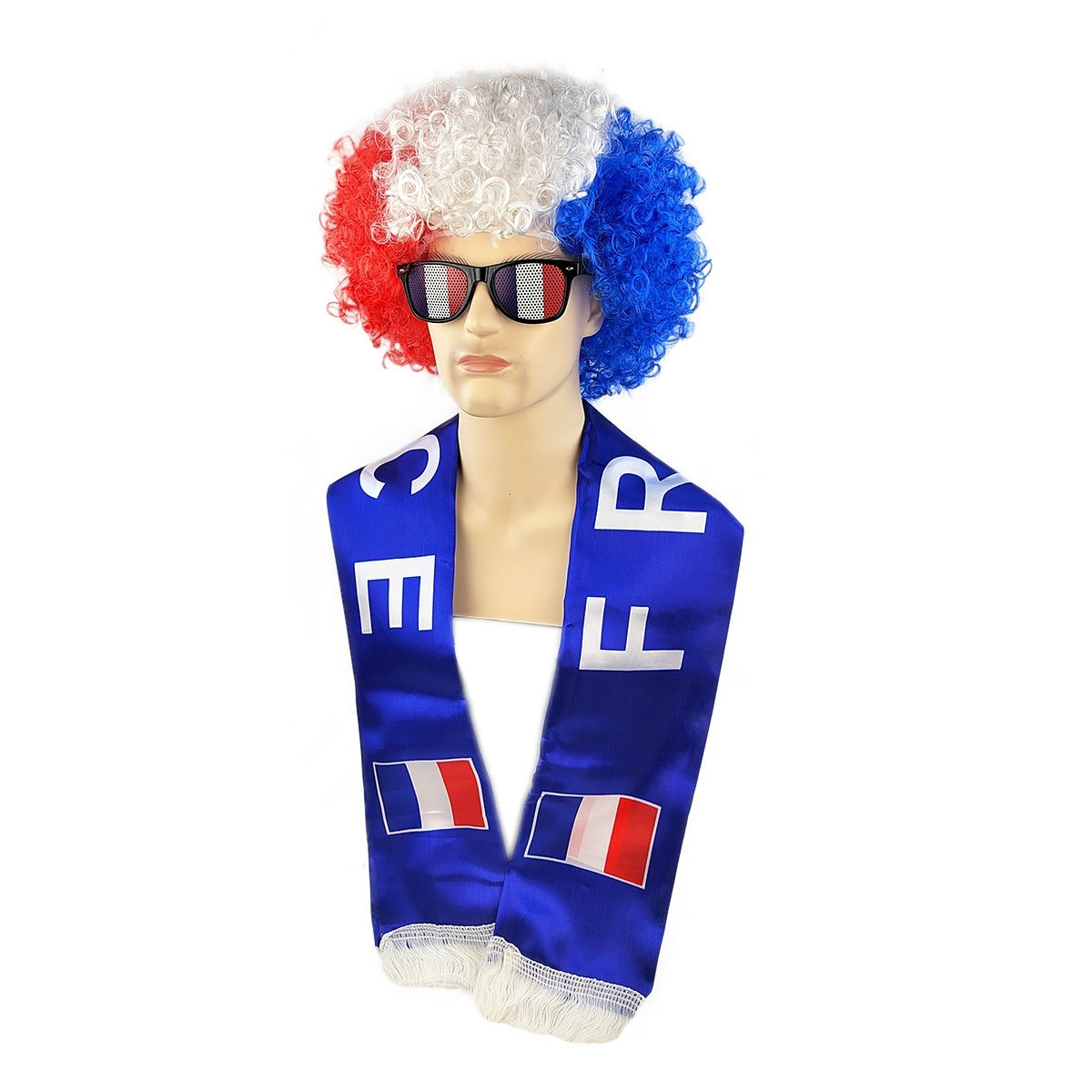 World Cup Fan Cheering Set: Wig, Glasses & Scarf