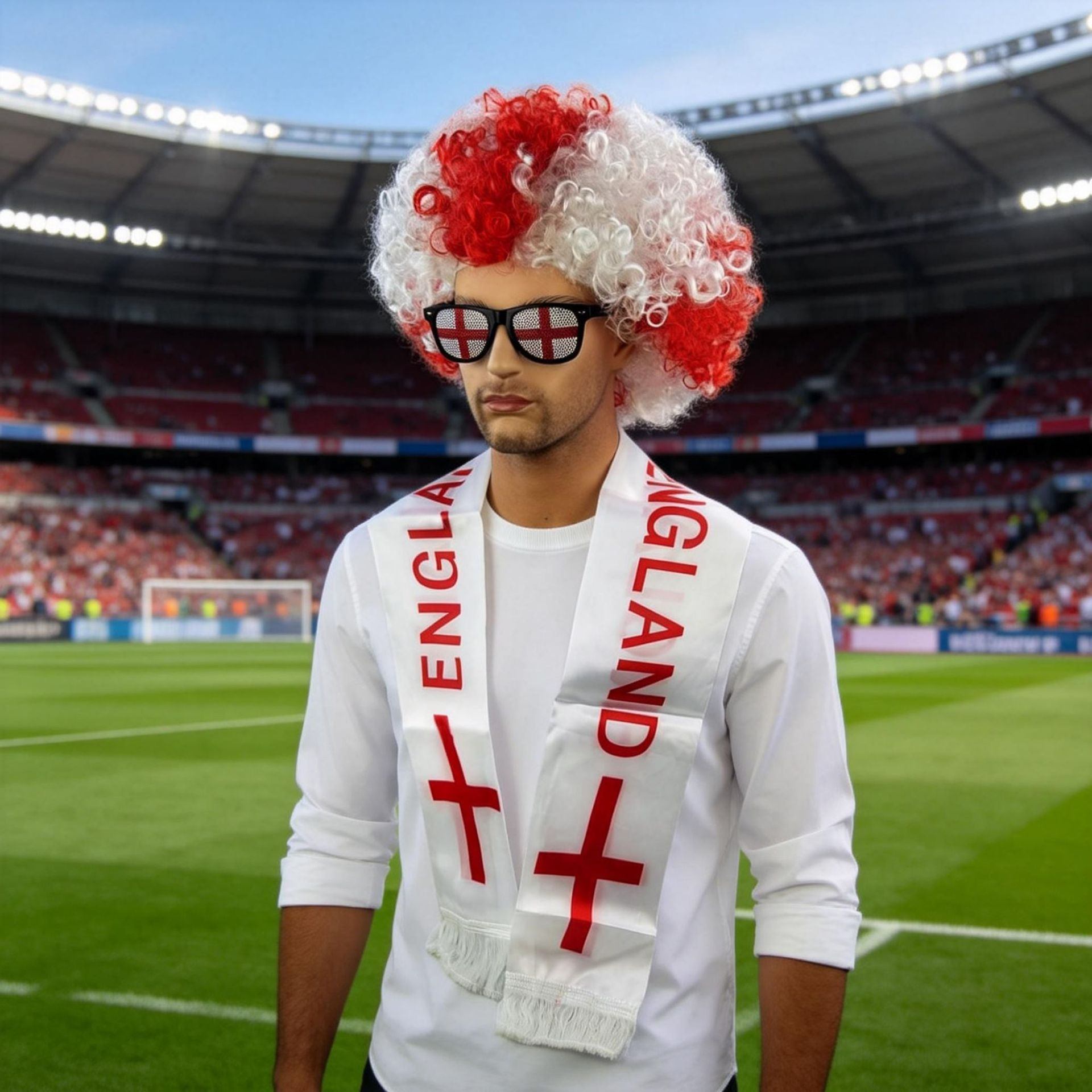 World Cup Fan Cheering Set: Wig, Glasses & Scarf
