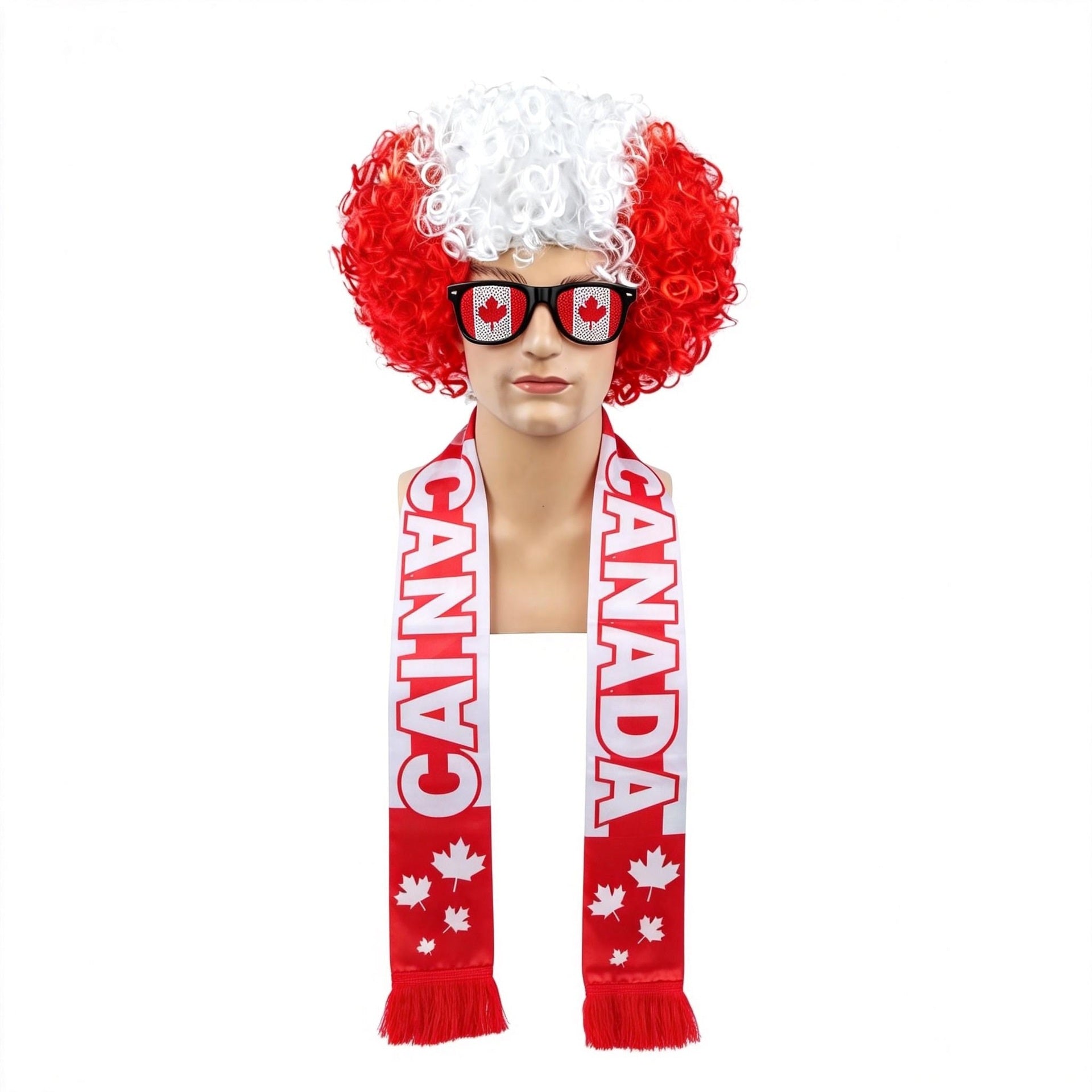 World Cup Fan Cheering Set: Wig, Glasses & Scarf