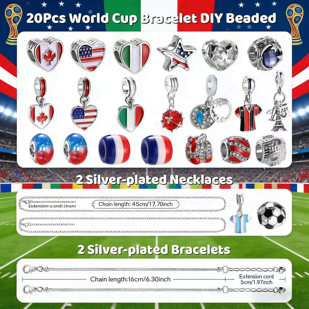 World Cup Football DIY Bracelet Advent Calendar | 24-Day Soccer Jewelry Set