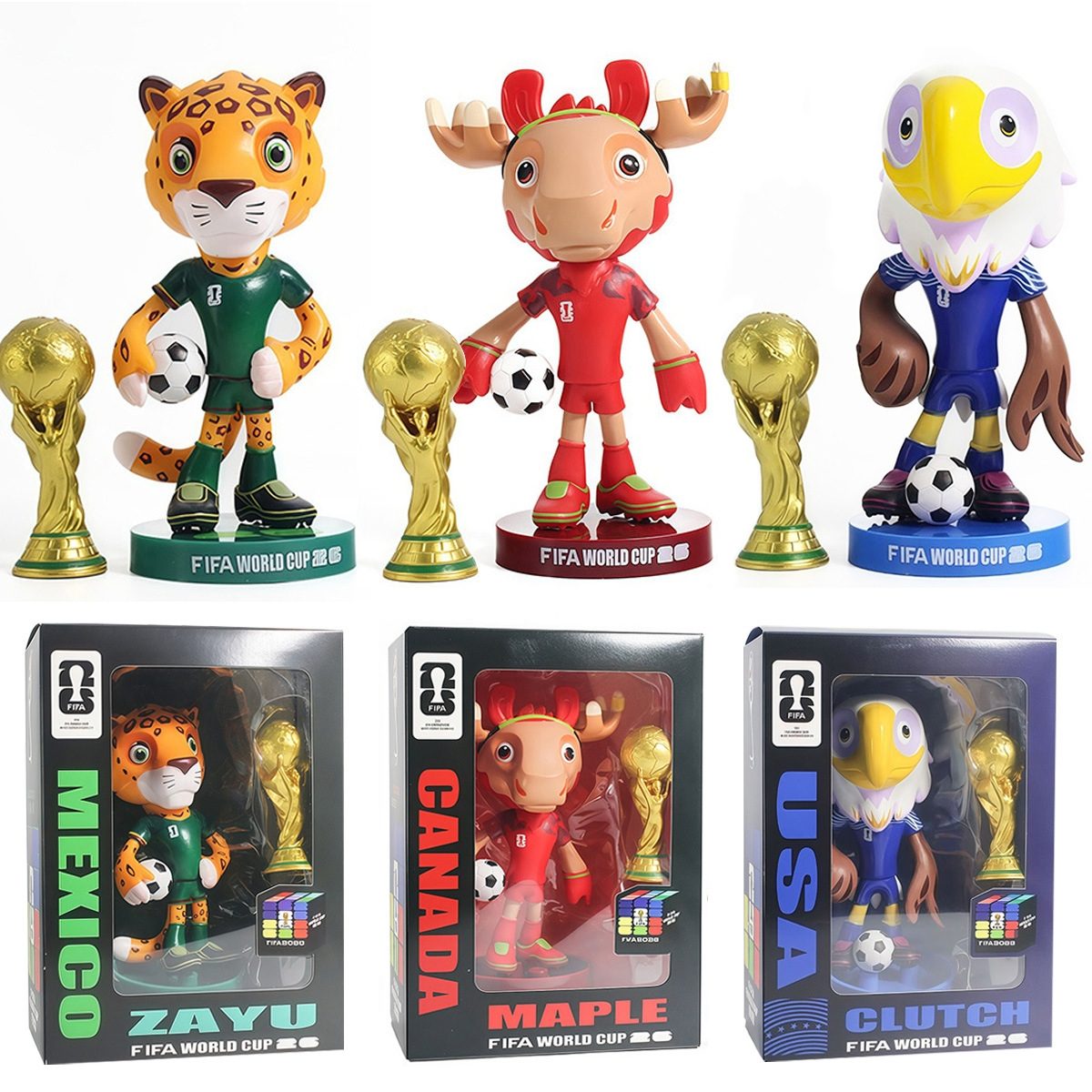 2026 World Cup Mascot & Trophy Figurine Set