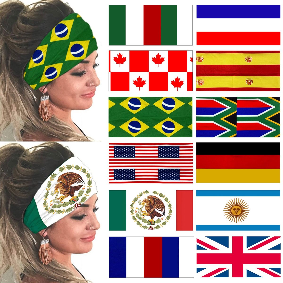 World Cup National Flag Headband – High-Elastic Sports Sweatband for Fans
