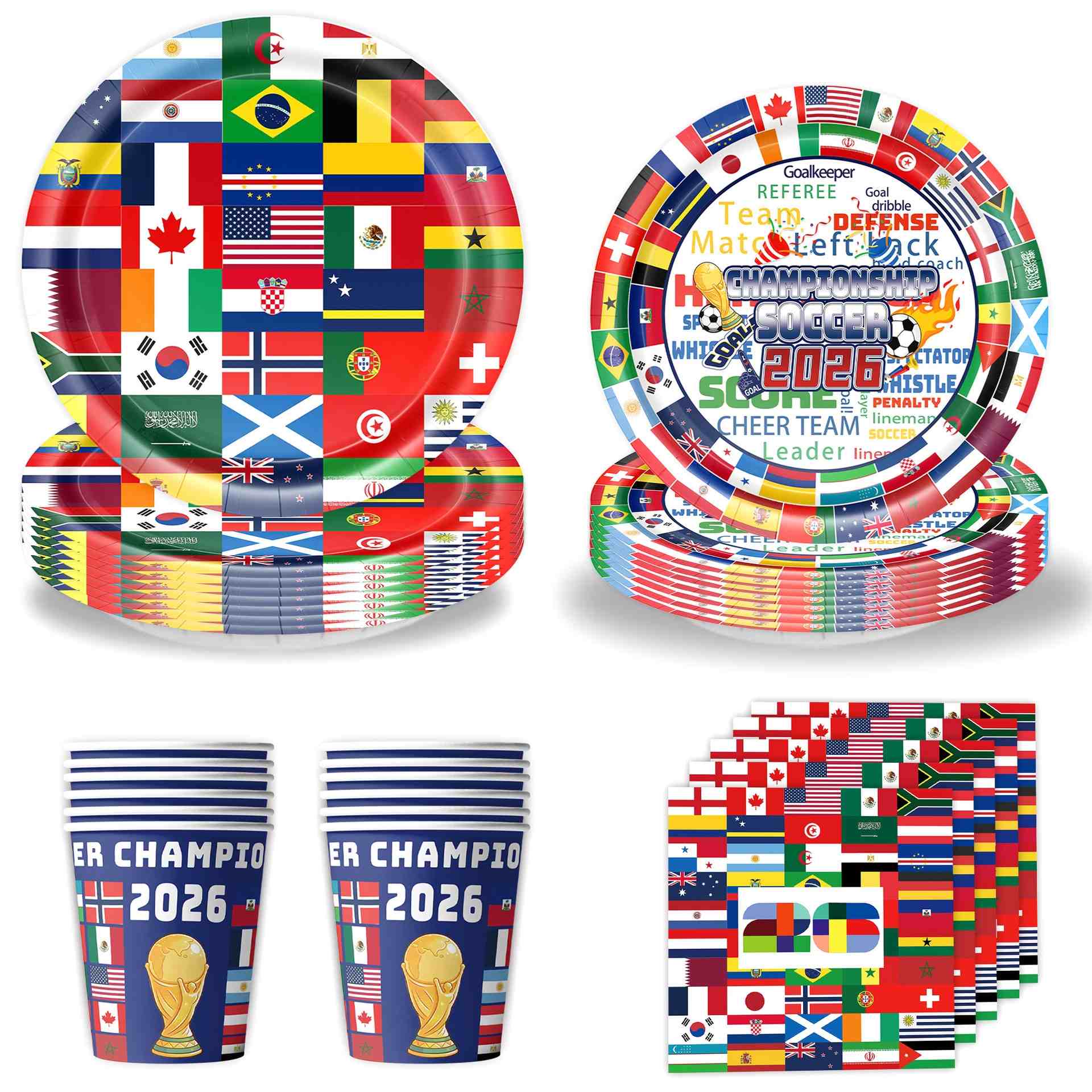 2026 World Cup Party Supplies | Soccer Flag Plates, Cups & Banners