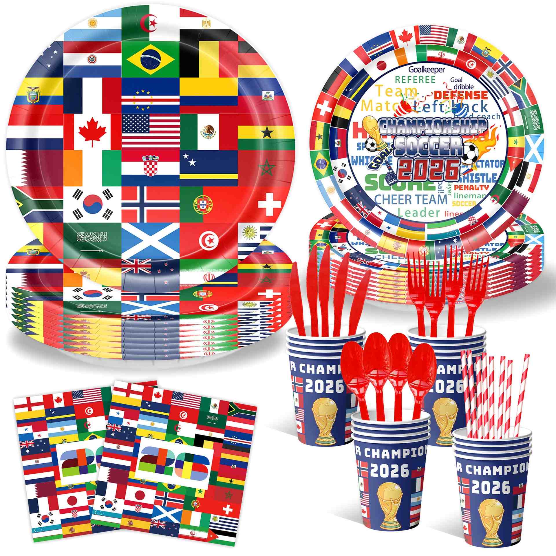 2026 World Cup Party Supplies | Soccer Flag Plates, Cups & Banners