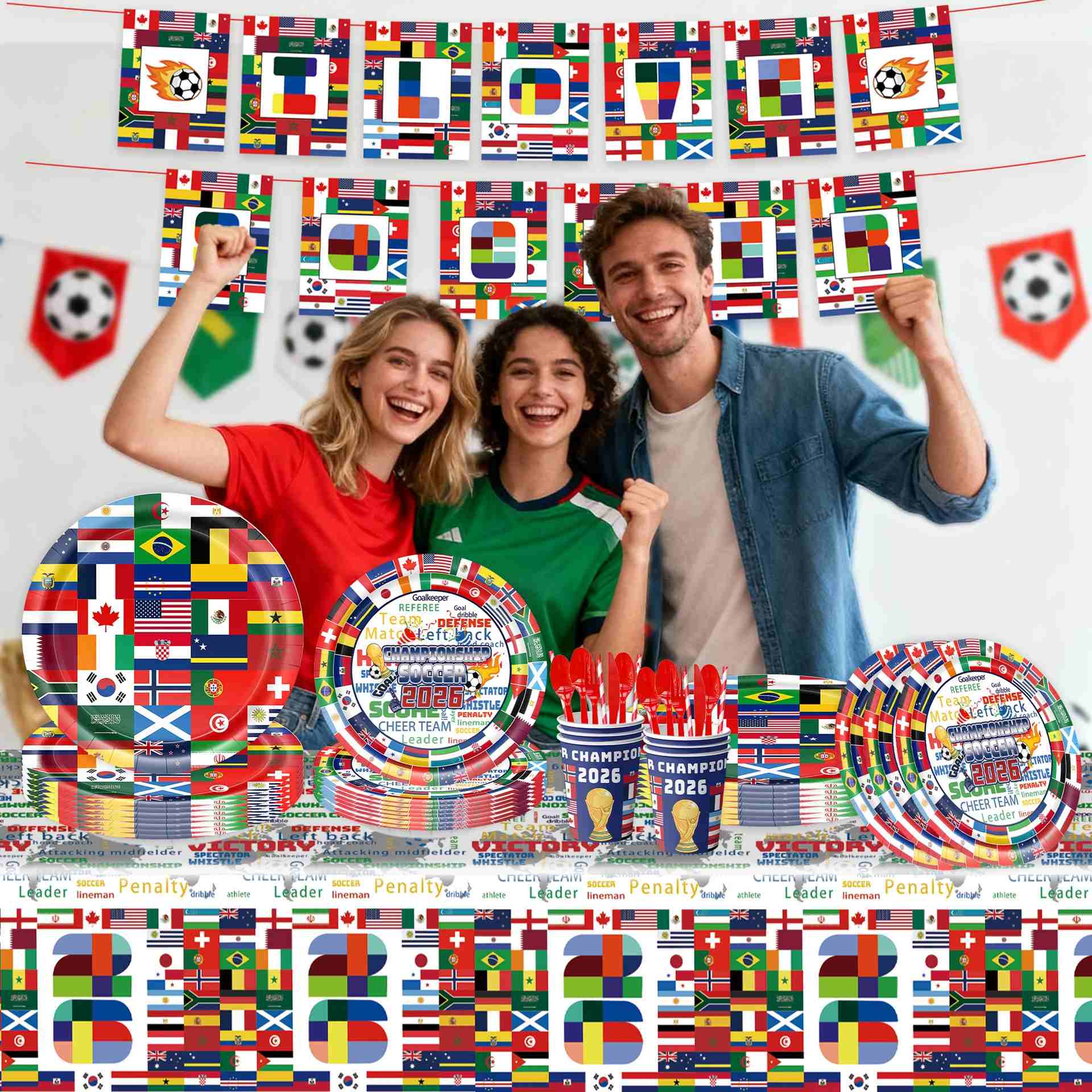 2026 World Cup Party Supplies | Soccer Flag Plates, Cups & Banners