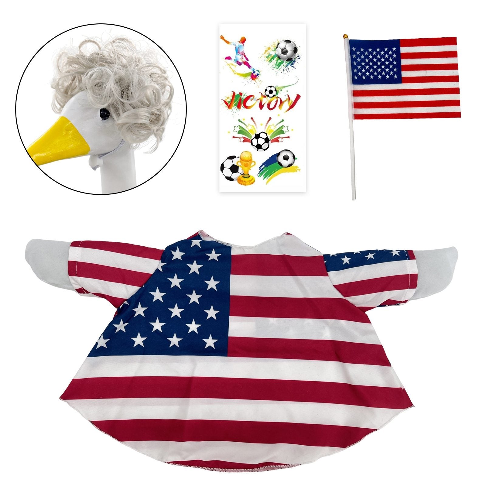 National Flag Porch Goose Outfit Costume Set – 4 Piece Patriotic Goose Clothes
