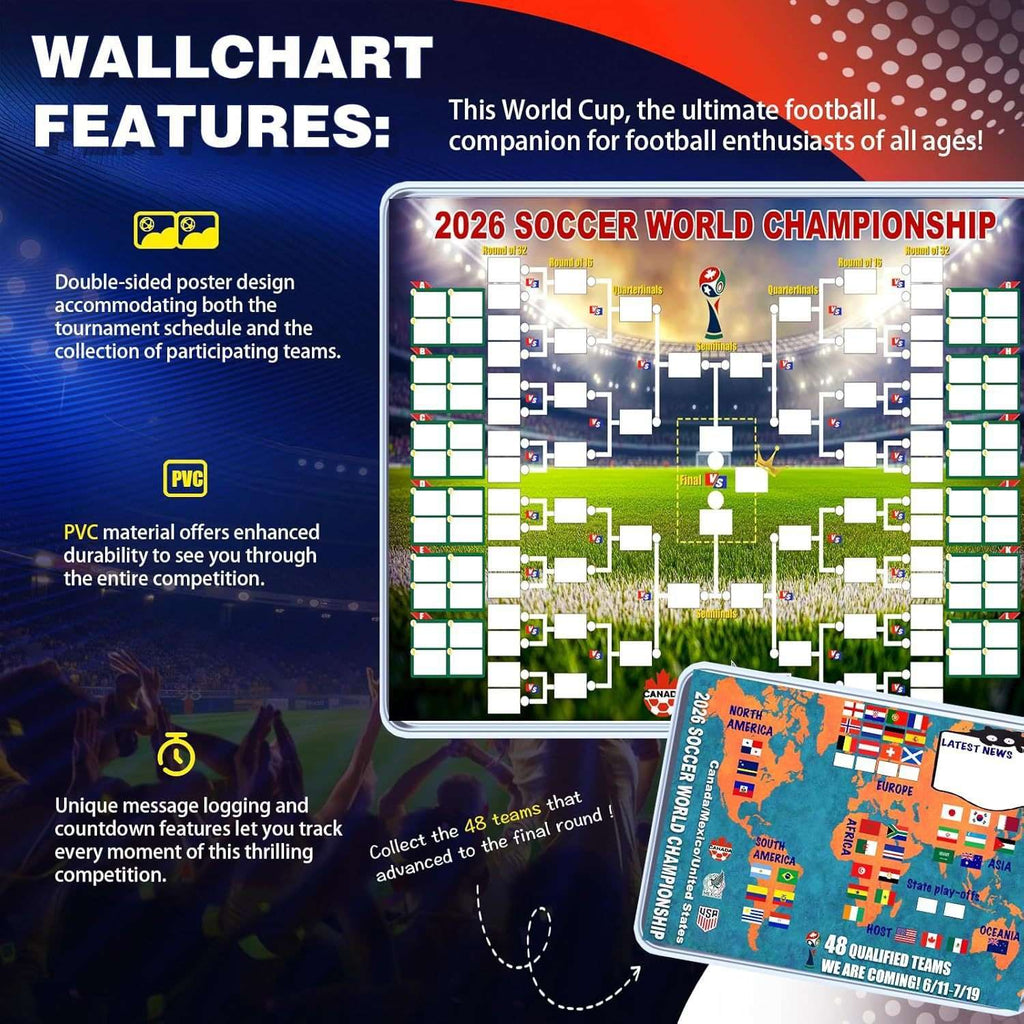 2026 World Cup Wall Chart Poster | FIFA Soccer Schedule & Bracket