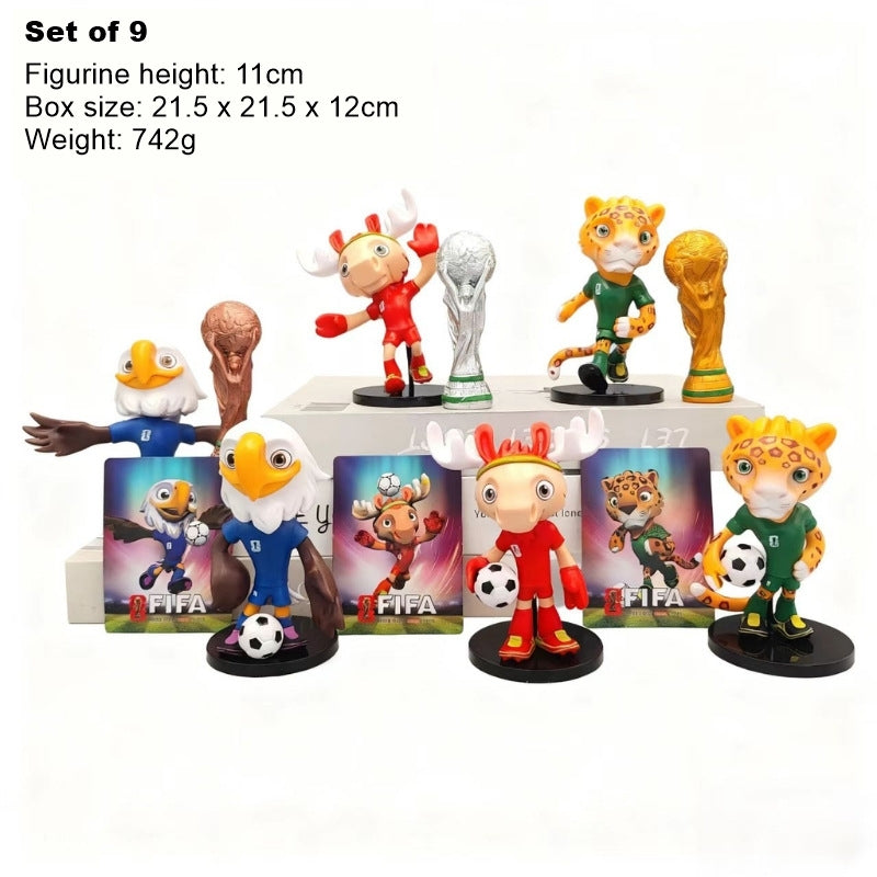 2026 World Cup Mascot Figurine Set | 9-Piece 11cm Soccer Gift Set