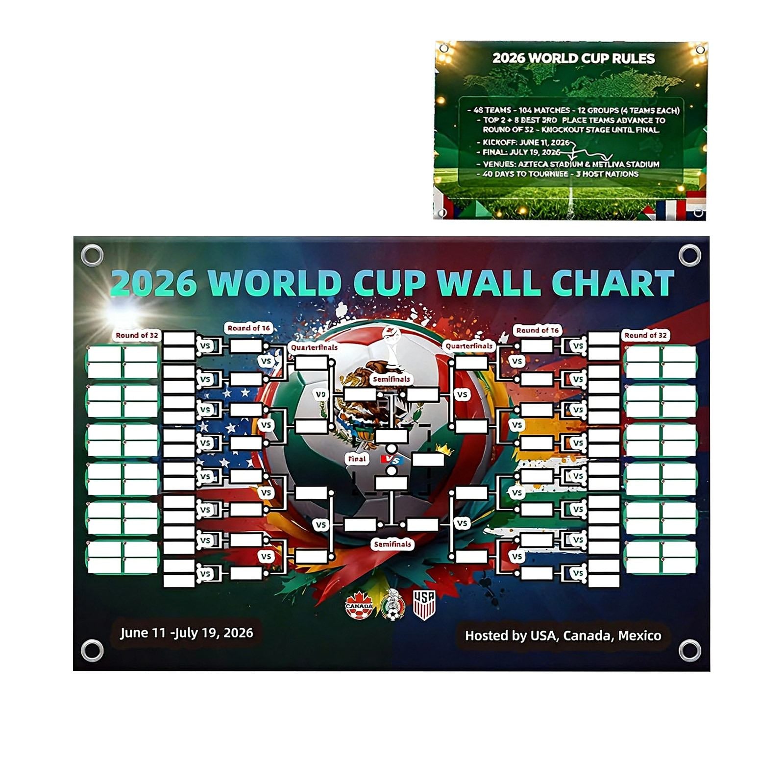 2026 FIFA World Cup Wall Chart (Multiple Sizes)