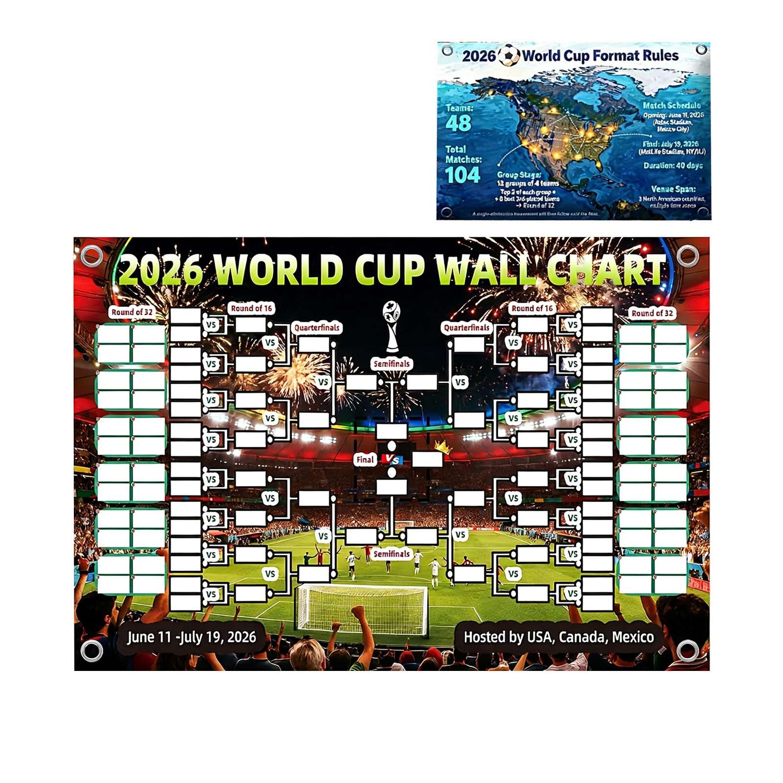 2026 FIFA World Cup Wall Chart (Multiple Sizes)