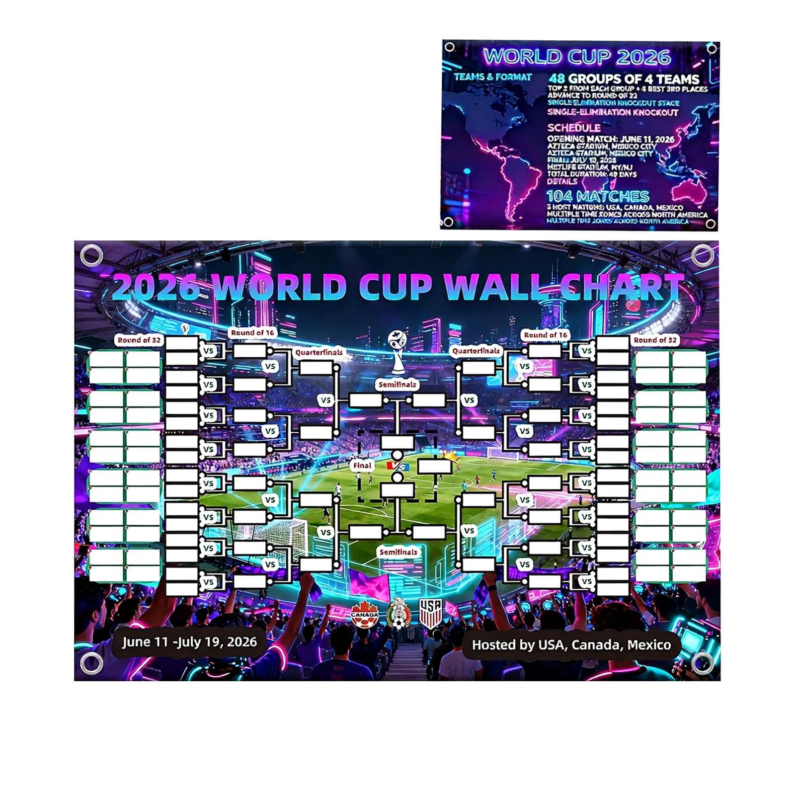 2026 FIFA World Cup Wall Chart (Multiple Sizes)